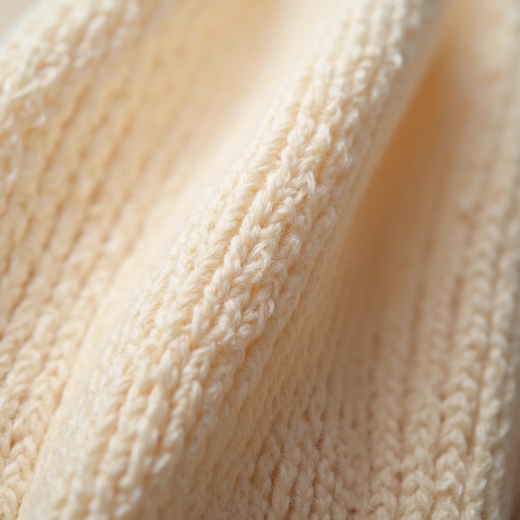 Close-up detail of fine merino wool texture showing the natural fiber weave and softness