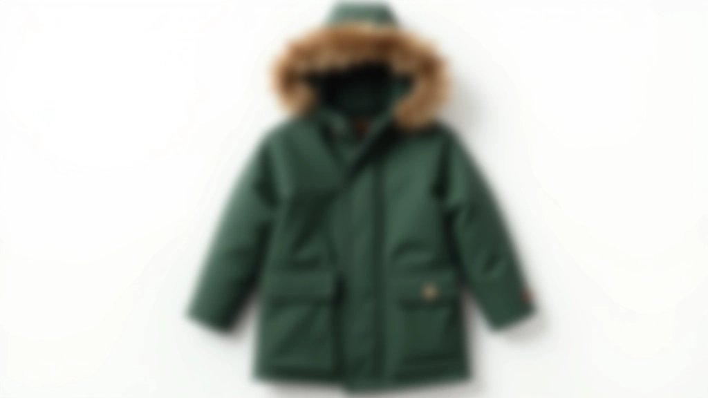 Forest green synthetic parka laid flat showing front zipper, hood, and insulation pattern, premium quality outerwear